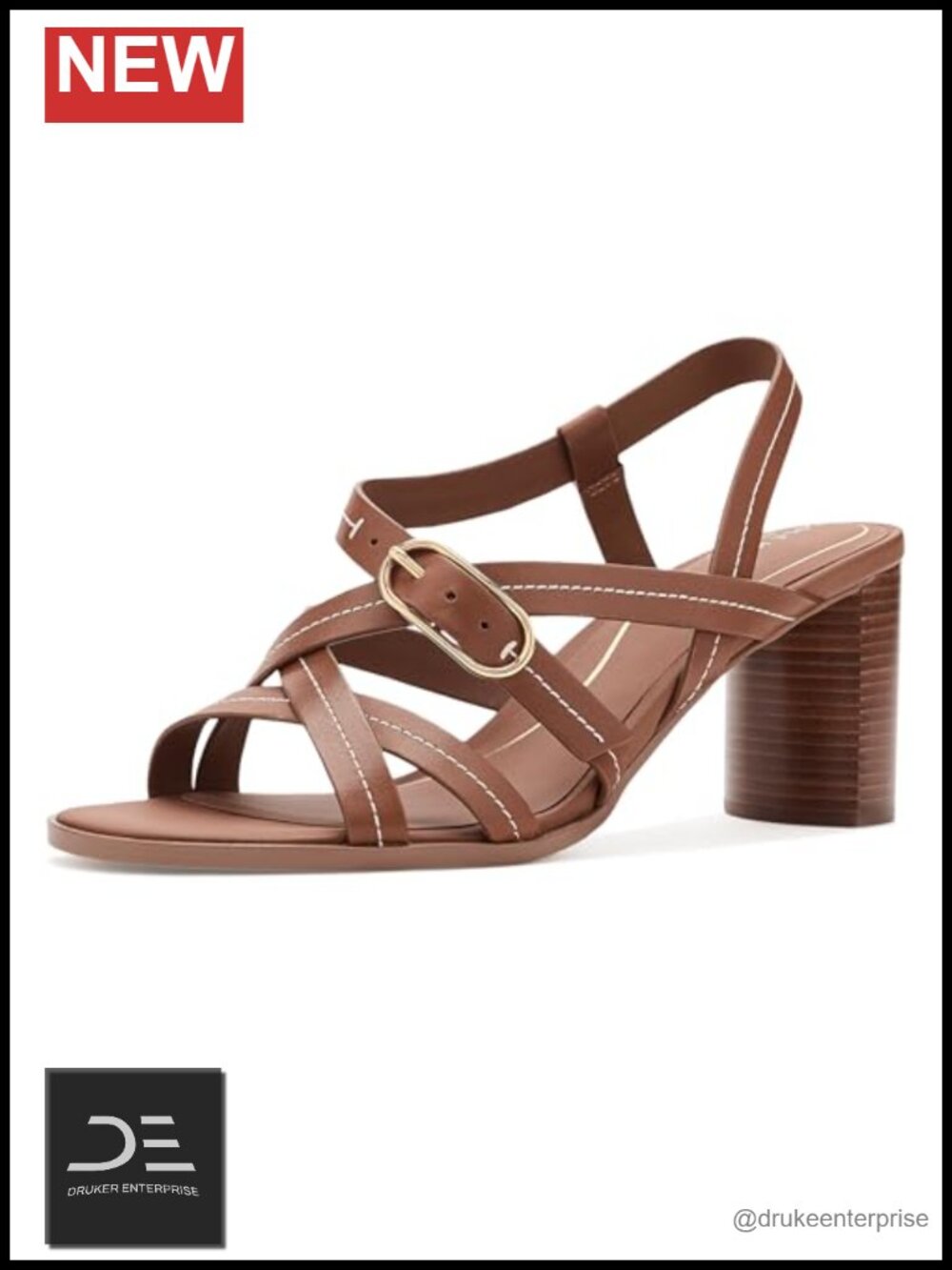 Heeled Strappy Leather Sandals with Grand Lux Comfort